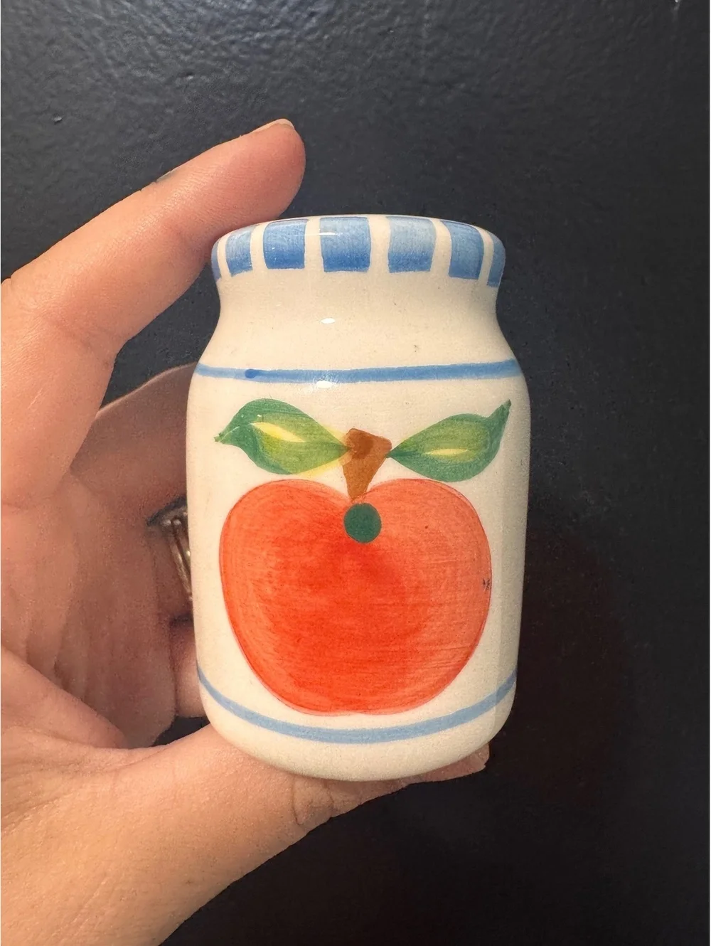 Hand-Painted Ceramic Napkin Holder and Salt & Pepper Shakers with Fruit Motif